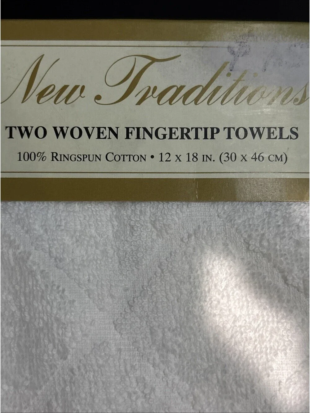 NEW Vntg Sears Fingertip Woven Small Hand Towels (set 2) 12x18” Versailles White